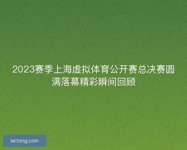 2023赛季上海虚拟体育公开赛总决赛圆满落幕精彩瞬间回顾